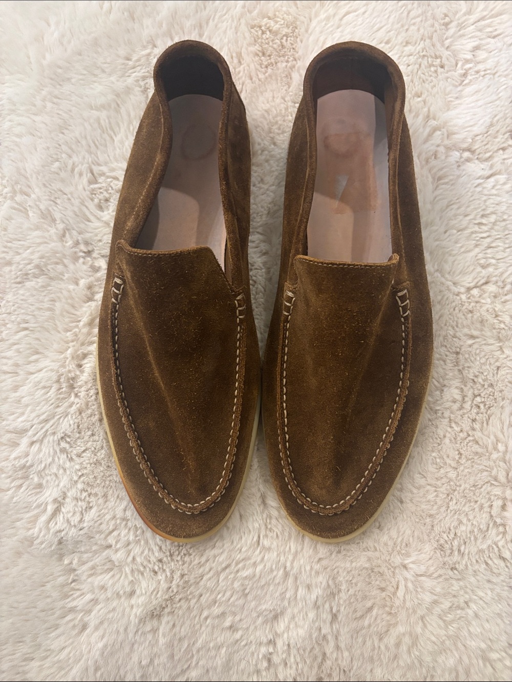 Loro Piana Chestnut Brown Suede Slip-On Loafers